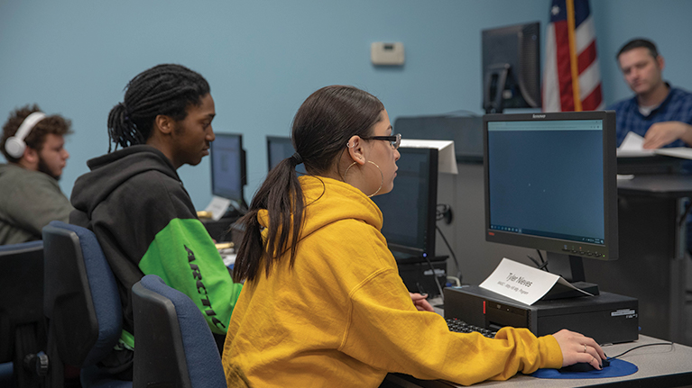 MASC Students taking notes in the computer lab